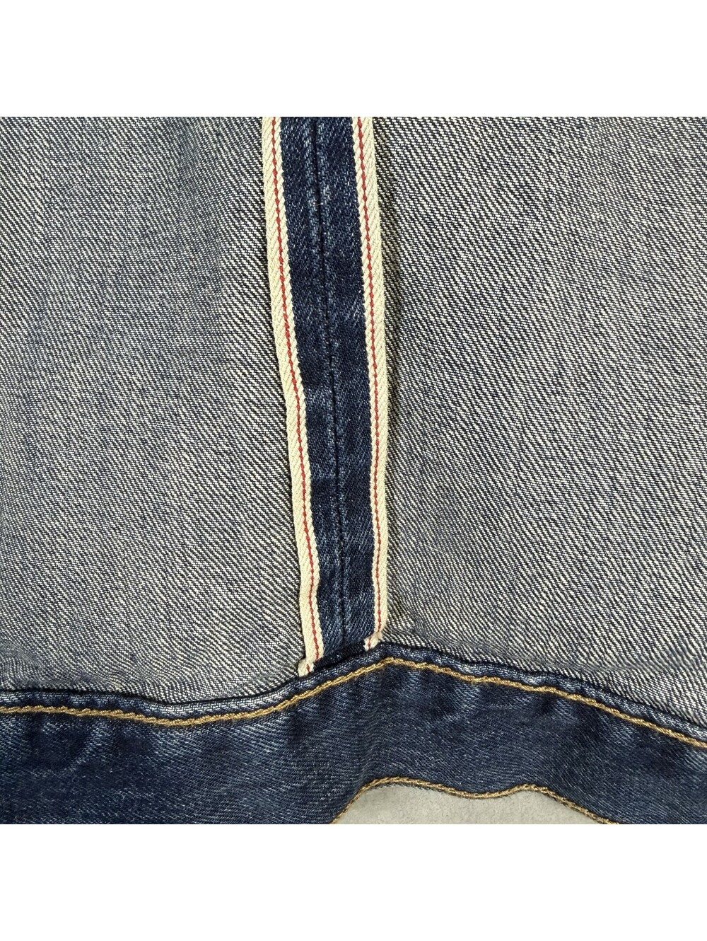 Lucky Brand Legend Selvedge Denim Trucker Jacket Mens Large Blue Buckle Back - Picture 9 of 9